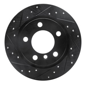 Mini Cooper Paceman Brake Rotor (1) - Rear Left - R1 Concepts - Drilled & Slotted - Black - `11-`16
